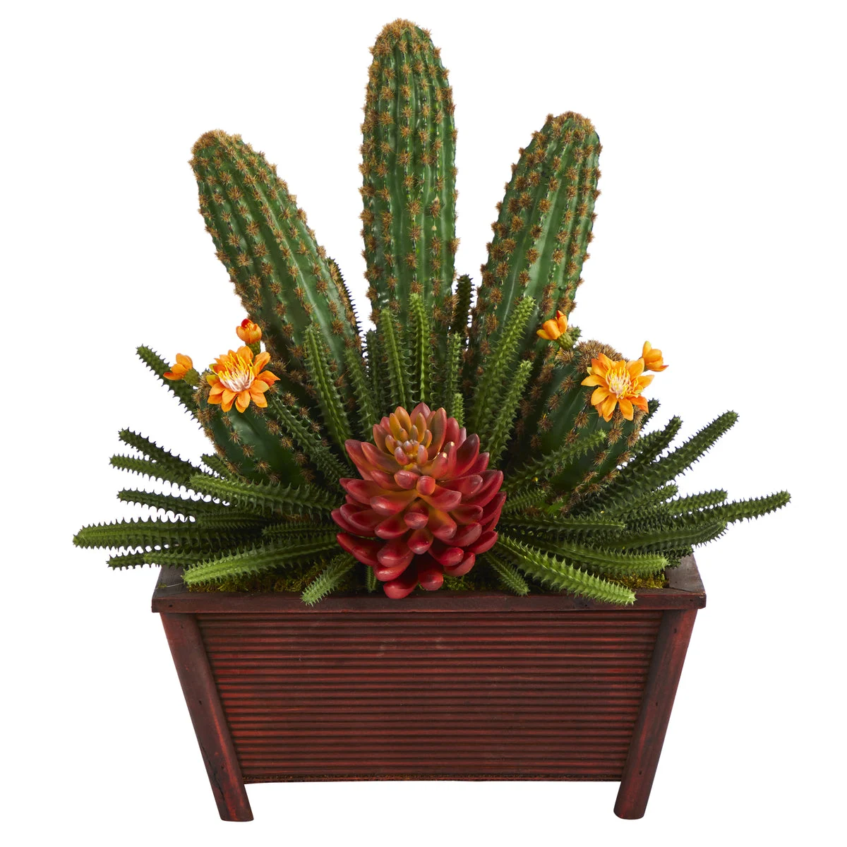 Nearly Natural 18``Mixed Cactus Succulent Artificial Plant in Planter