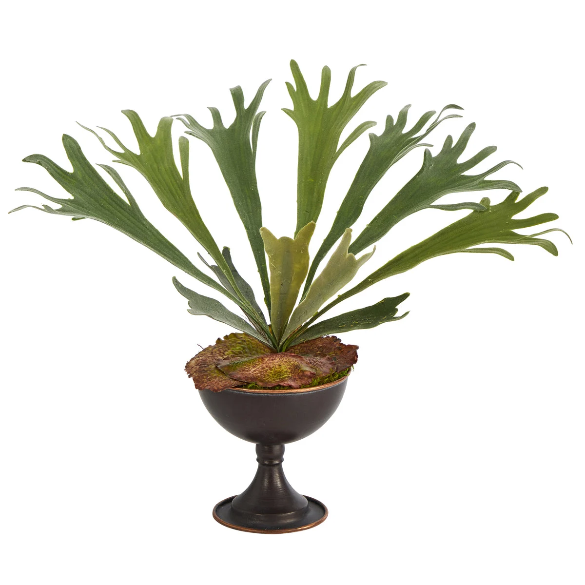 Nearly Natural 18``Staghorn Artificial Plant in Metal Chalice