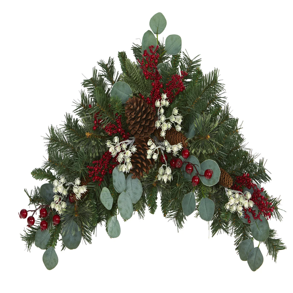 Nearly Natural 28`` Eucalyptus and Pine Artificial Swag with Berries and Pine Cones