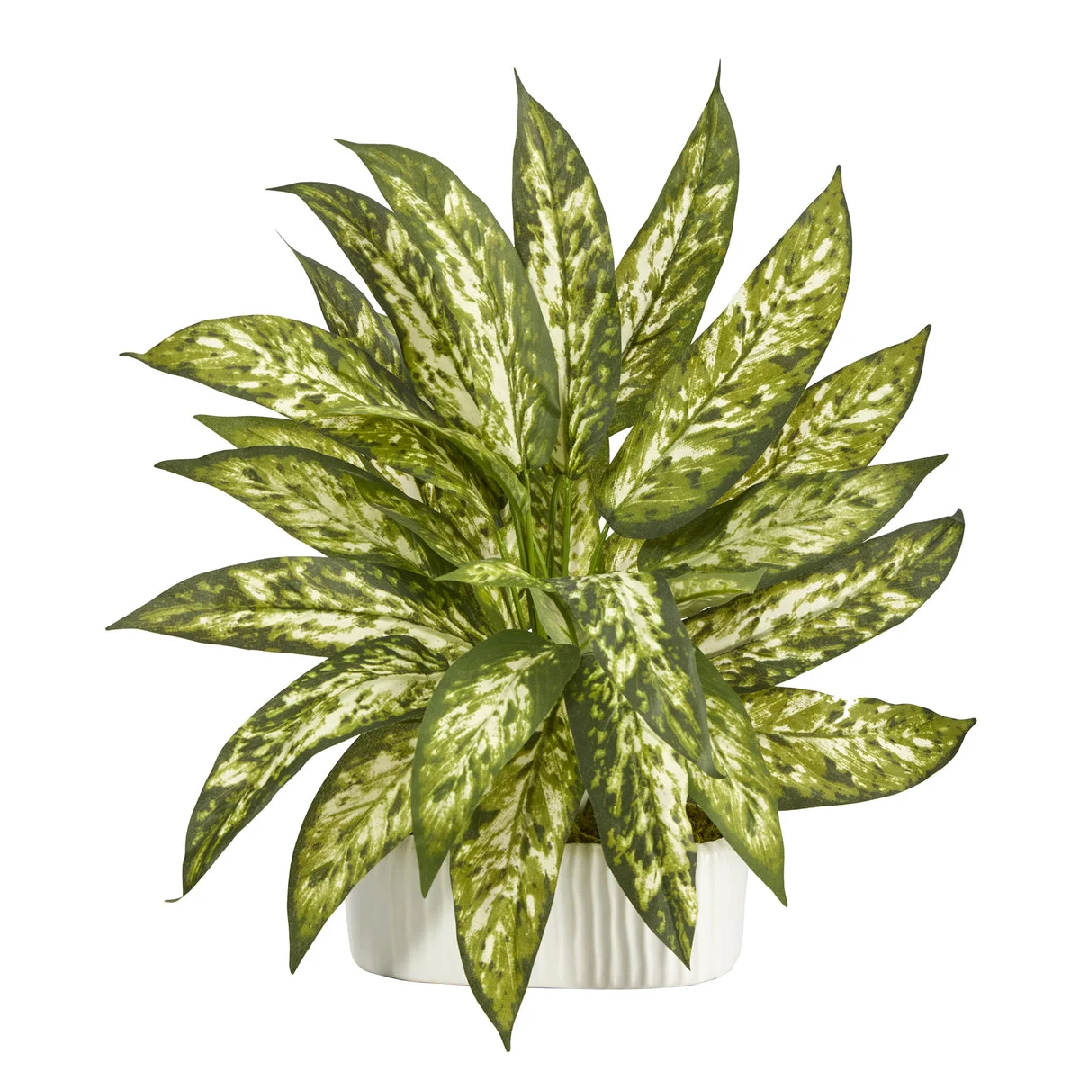 Nearly Natural 13``Aglonema Artificial Plant in White Planter