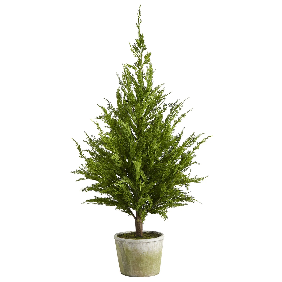 Nearly Natural 3.5` Cedar Pine ``Natural Look`` Artificial Tree in Decorative Planter