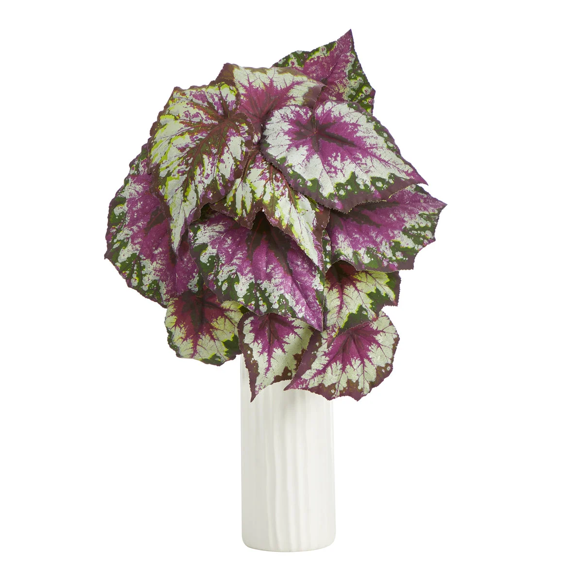 Nearly Natural 18``Wax Begonia Artificial Plant in White Planter