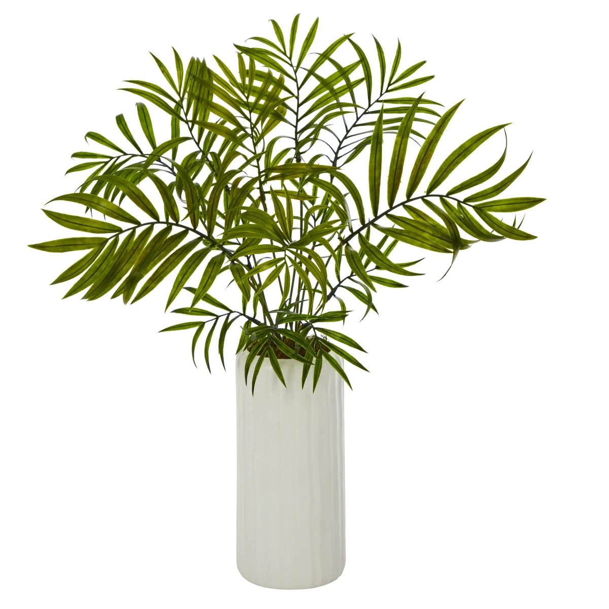 Nearly Natural 18``Mini Areca Palm Artificial Plant in White Planter