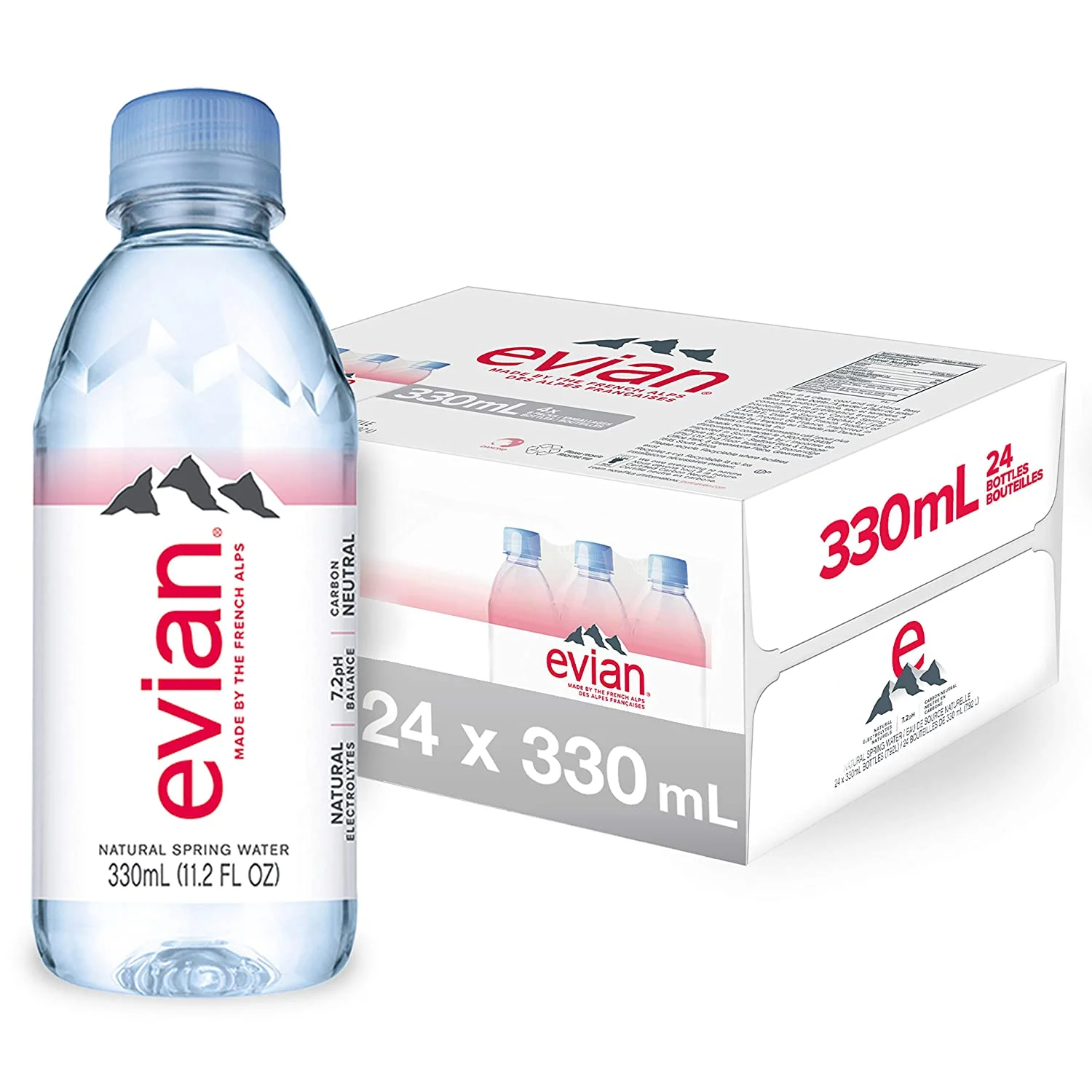 evian Natural Spring Water 330 mL/11.2 Fl Oz (Pack of 24) Mini-Bottles