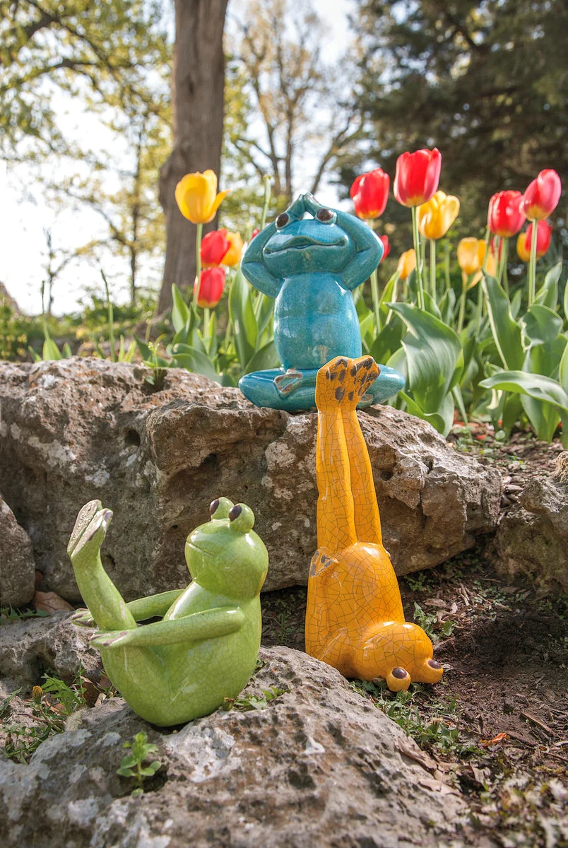 IMAX Worldwide Home Yoga Frog Statuaries - Set of 3
