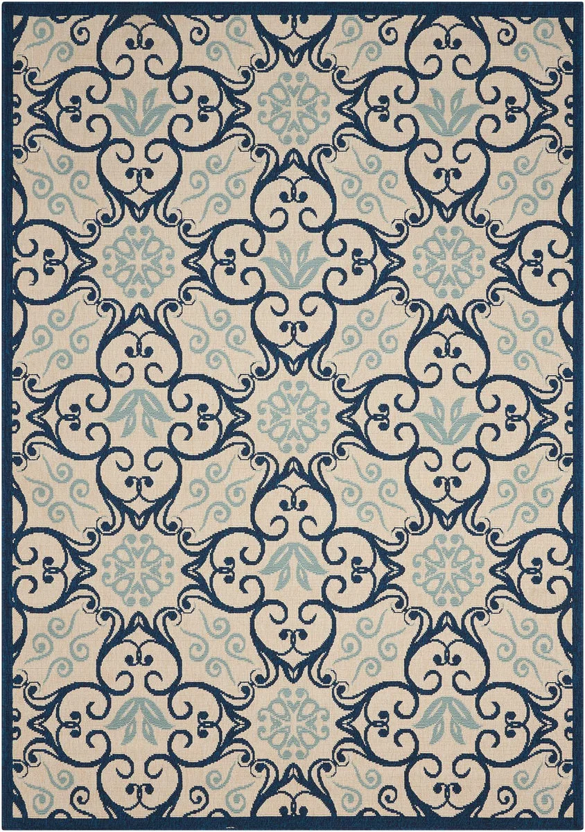 Nourison Caribbean Transitional Ivory/Navy Area Rug