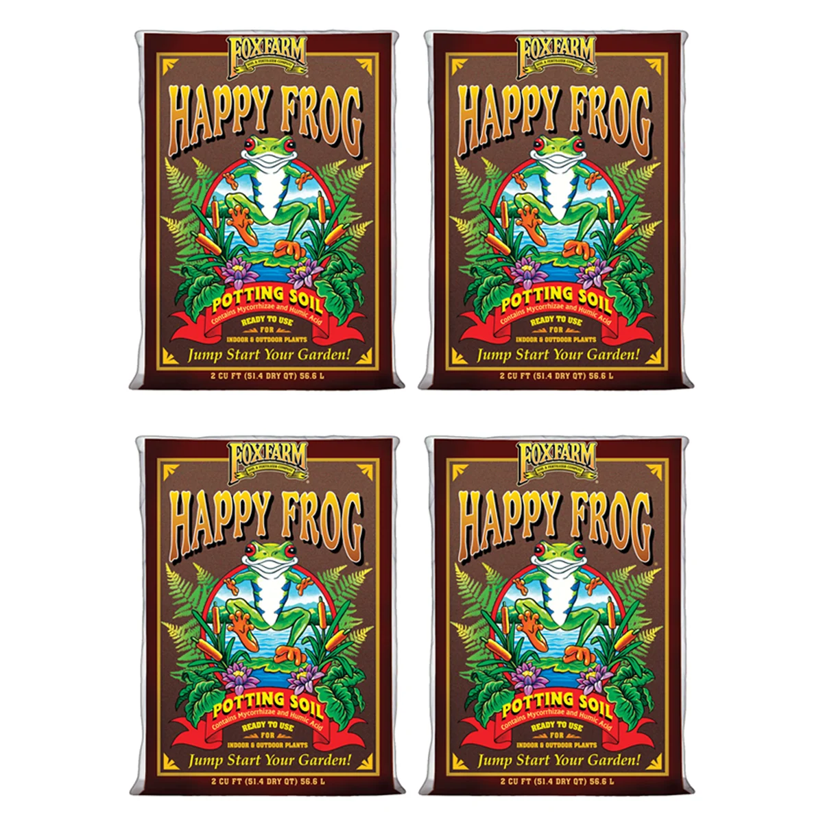 FoxFarm Happy Frog pH Adjusted Garden Potting Soil Bag,1.5 Cubic Feet (4 Pack)