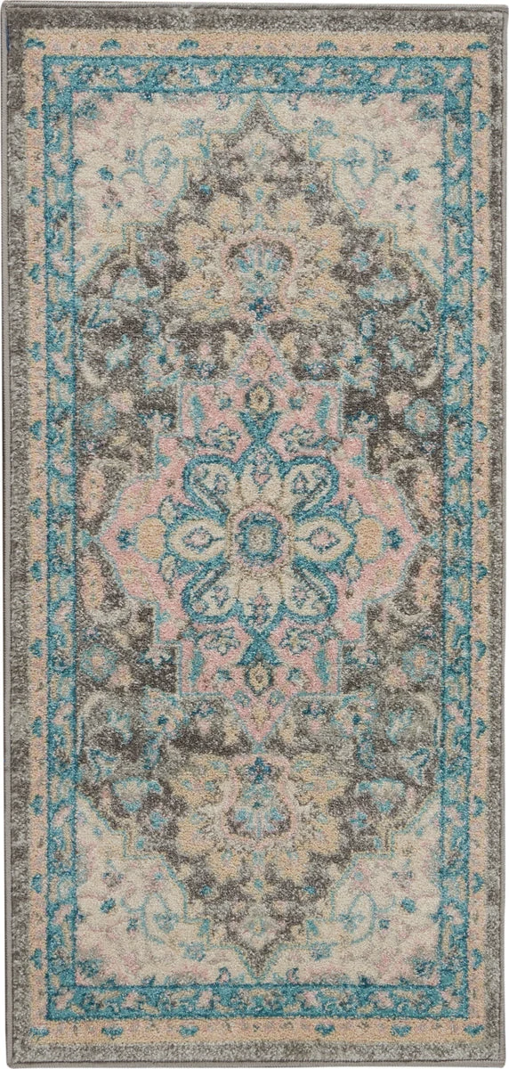 Nourison Tranquil Traditional Light Grey Multicolor Area Rug
