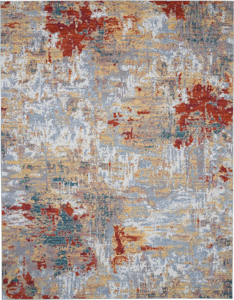 Nourison Artworks Contemporary Silver/Grey/Yellow Area Rug
