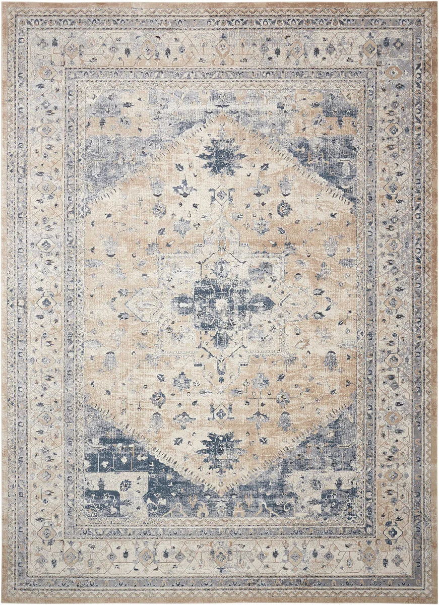 Nourison Malta s Beige/Blue Area Rug