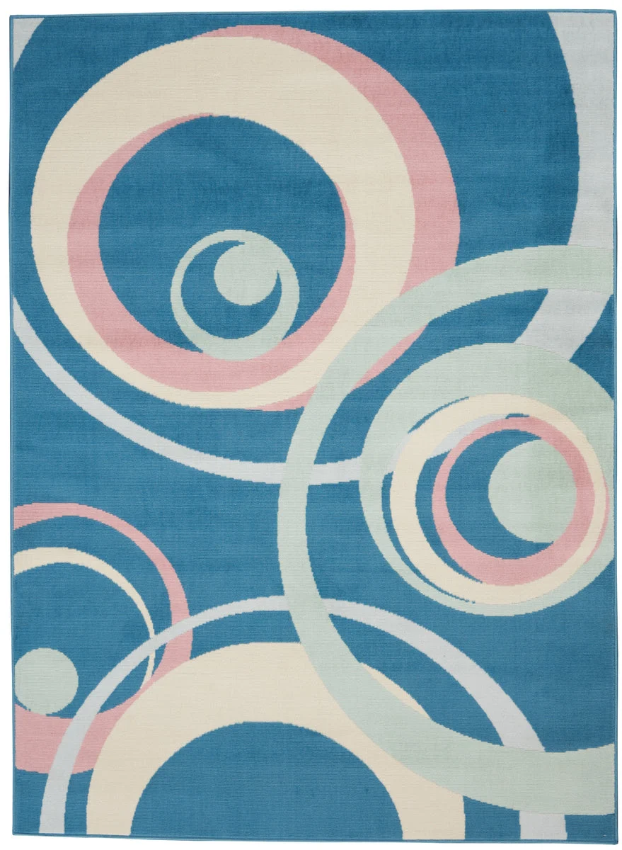 Nourison Grafix Contemporary Blue Multi Colored Area Rug