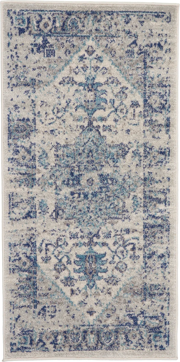 Nourison Tranquil Traditional Ivory/Light Blue Area Rug