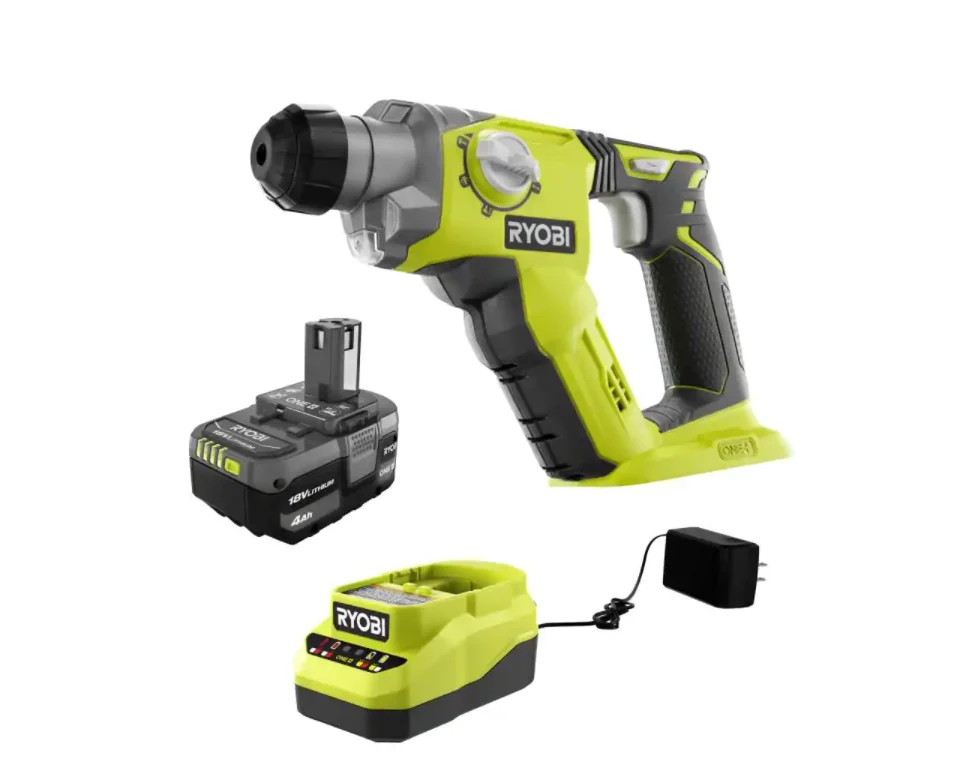 RYOBI P222 ONE+18V Cordless 1/2 in. SDS-Plus Rotary Hammer Kit with (1) 4.0 Ah Battery and Charger