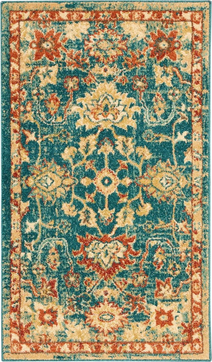 Nourison Traditional Vintage Traditional Teal/Blue Area Rug