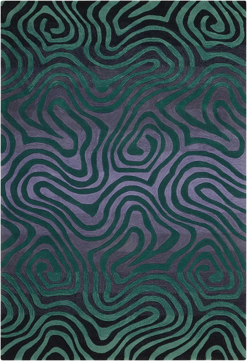 Nourison Contour Contemporary Smoke/Teal Area Rug