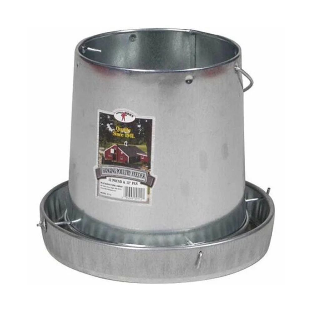 Miller 12 Pound Galvanized Hanging Poultry Feeder for Chickens and Birds, Steel