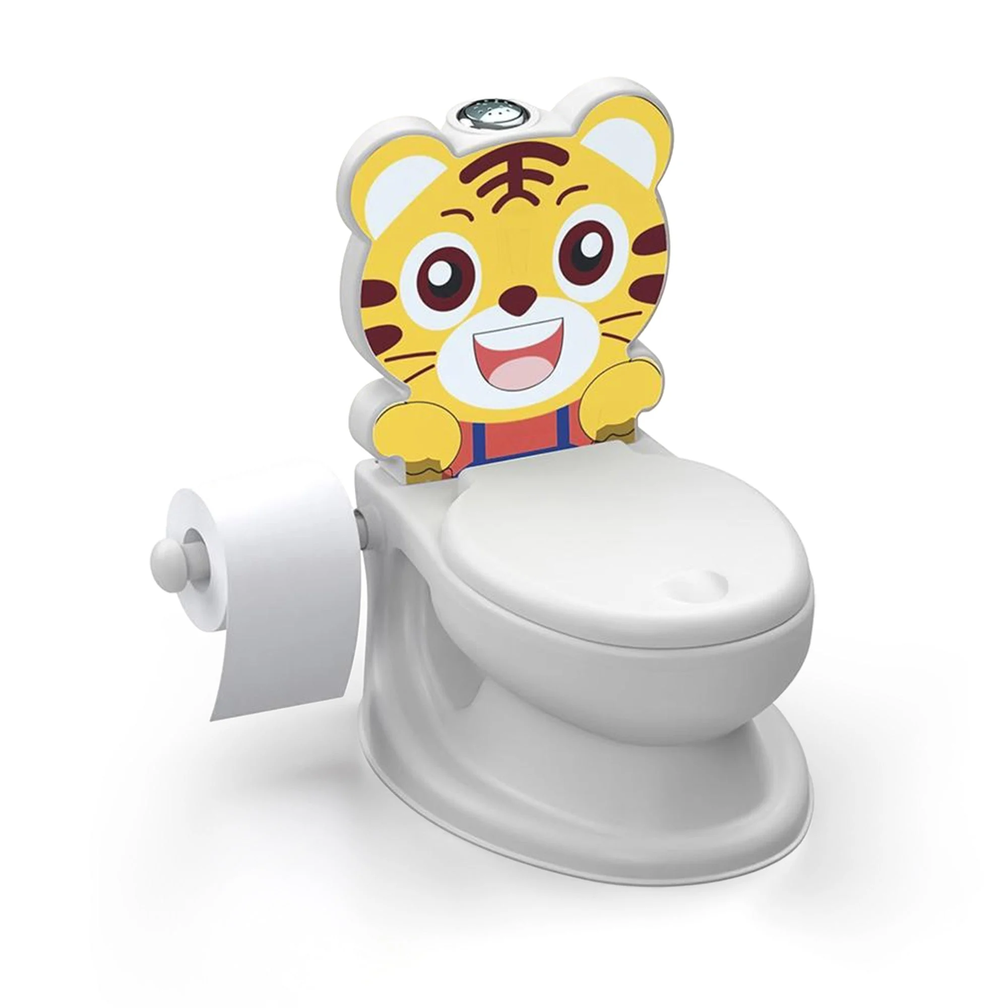 Dolu Nuve Tiger Baby Toddler Potty Chair Light Sound Toilet Paper Holder, White