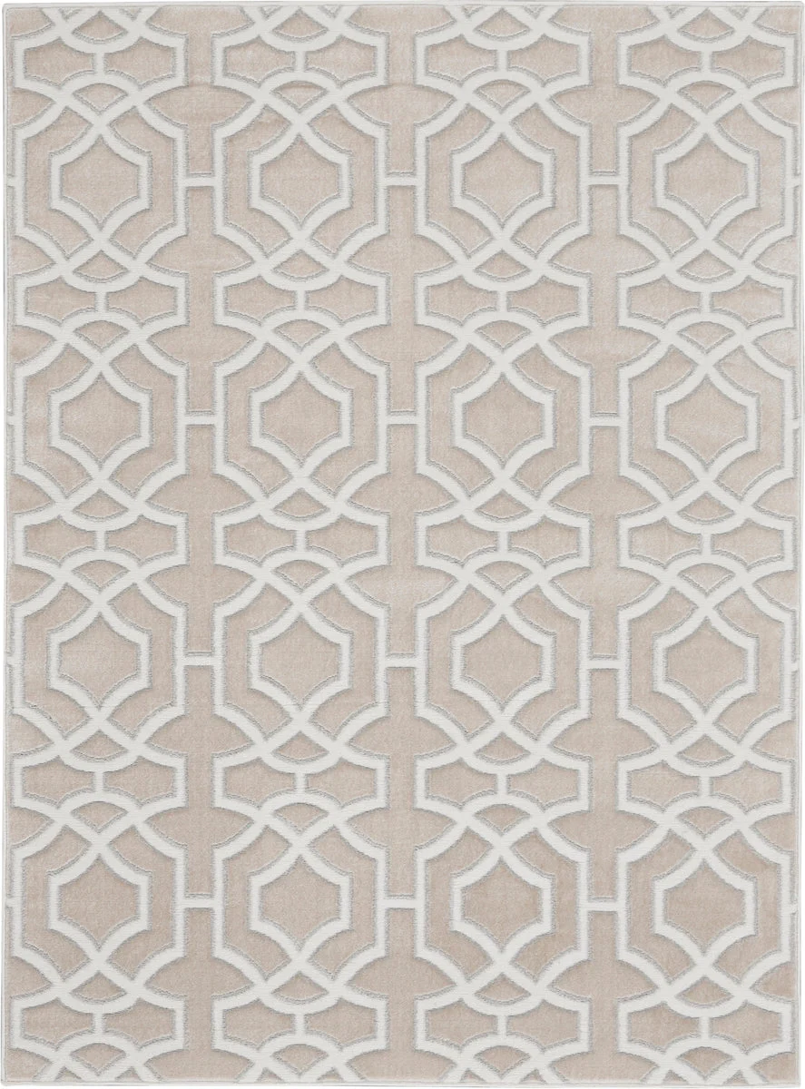 Nourison Joli Contemporary Beige White Area Rug