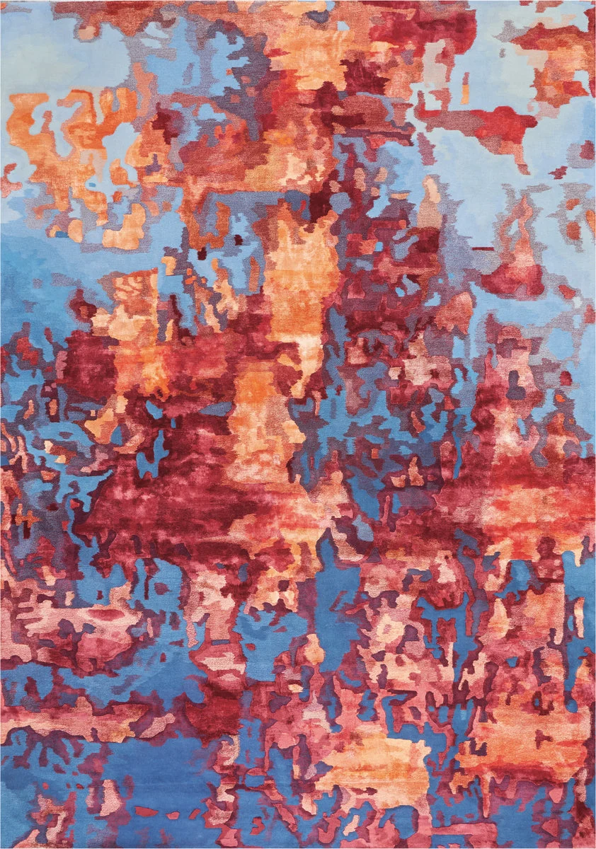 Nourison Prismatic Contemporary Blue/Flame Area Rug