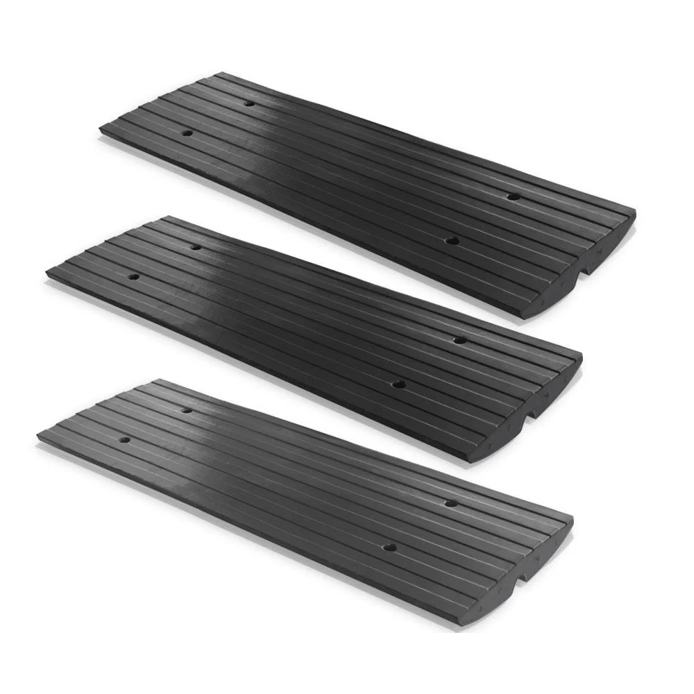 Pyle PCRBDR23 Rugged Rubber Curb Ramp Curbside Driveway Threshold Ramp (3 Pack)