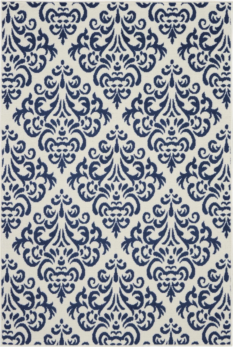 Nourison Grafix Transitional White/Blue Area Rug