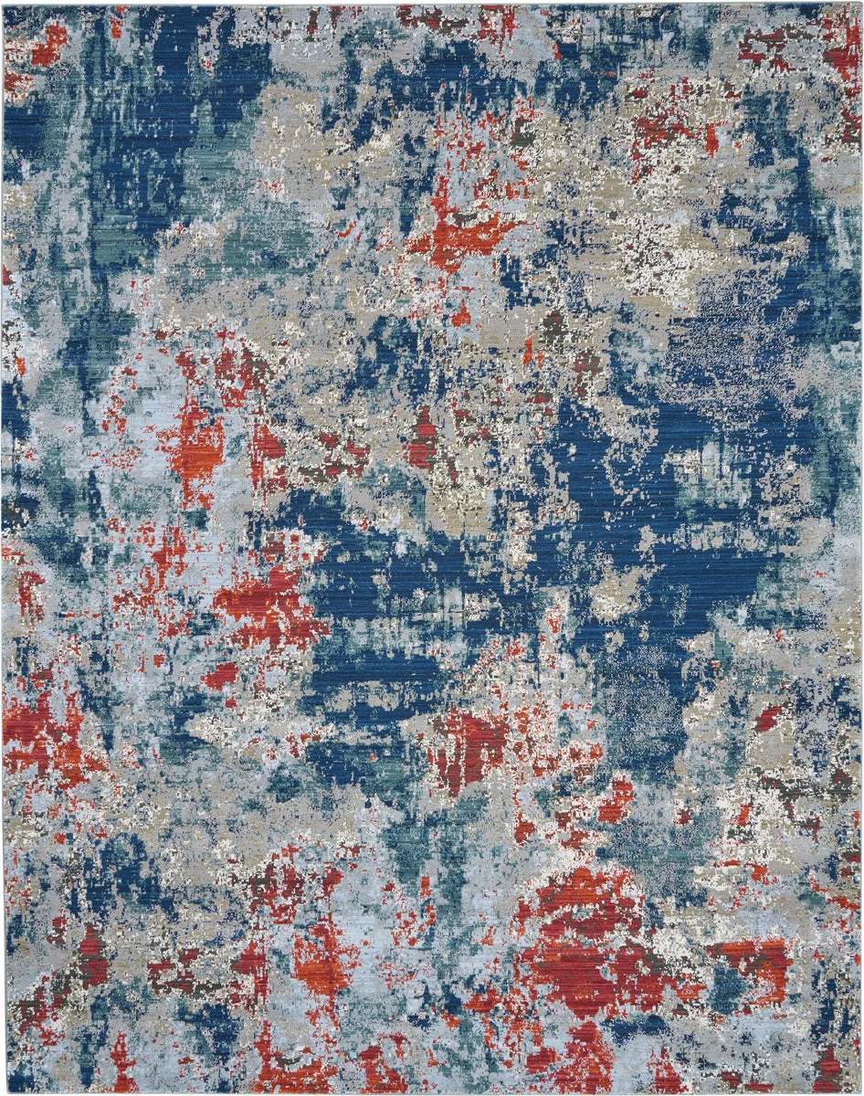 Nourison Artworks Contemporary Navy/Brick Area Rug