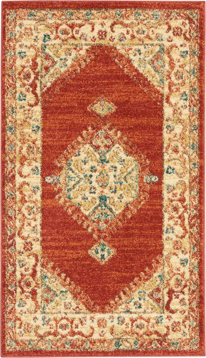 Nourison Traditional Vintage Traditional Red Area Rug