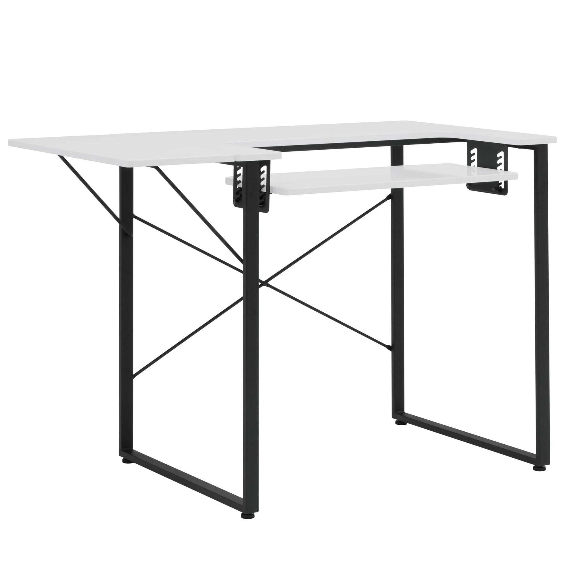 Sew Ready Dart Multipurpose Sewing Table Workstation w/ Folding Top, Black/White