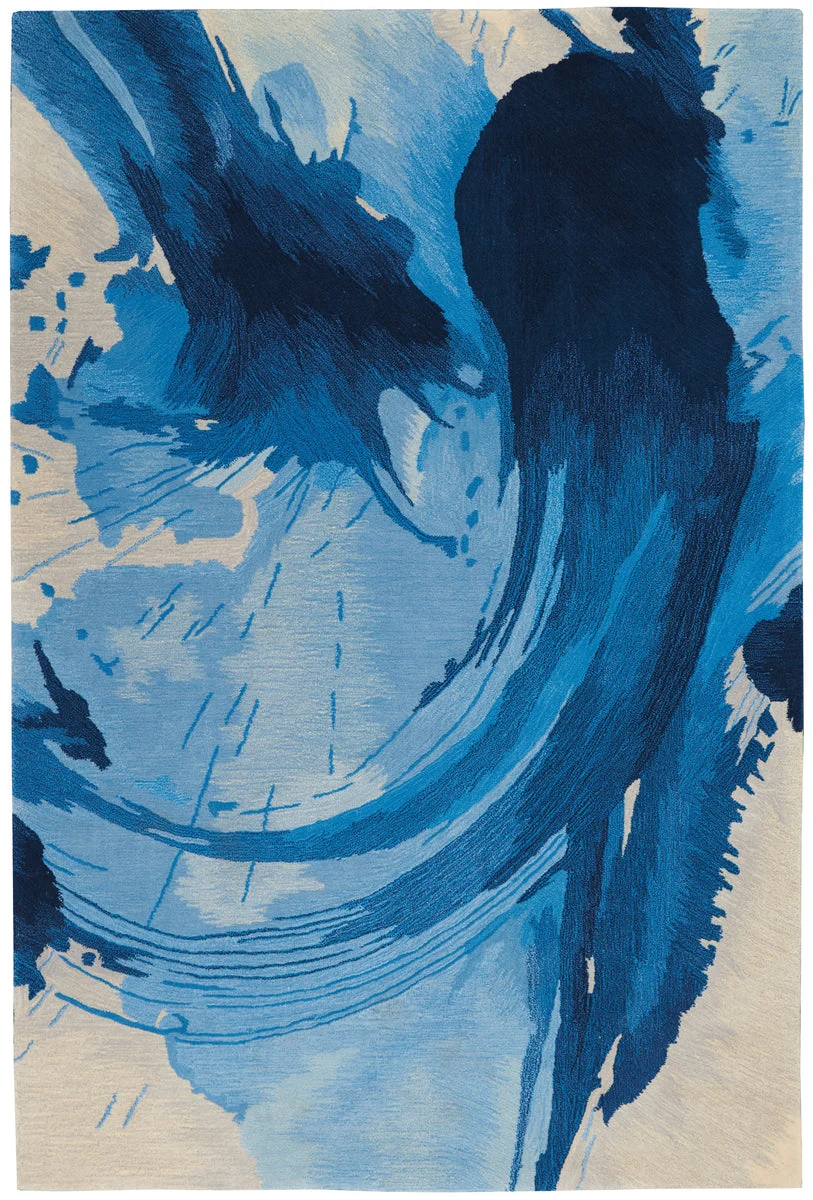 Nourison Symmetry Contemporary Blue/Ivory Area Rug
