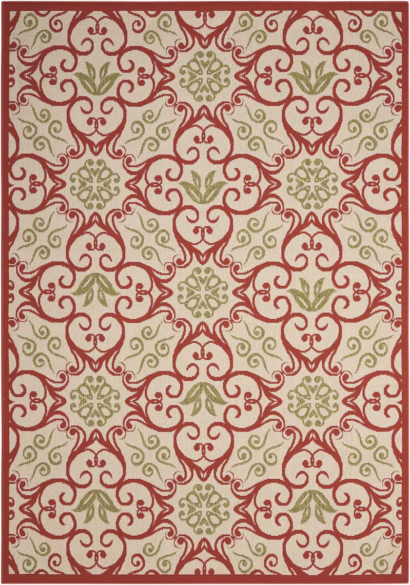 Nourison Caribbean Transitional Ivory/Rust Area Rug