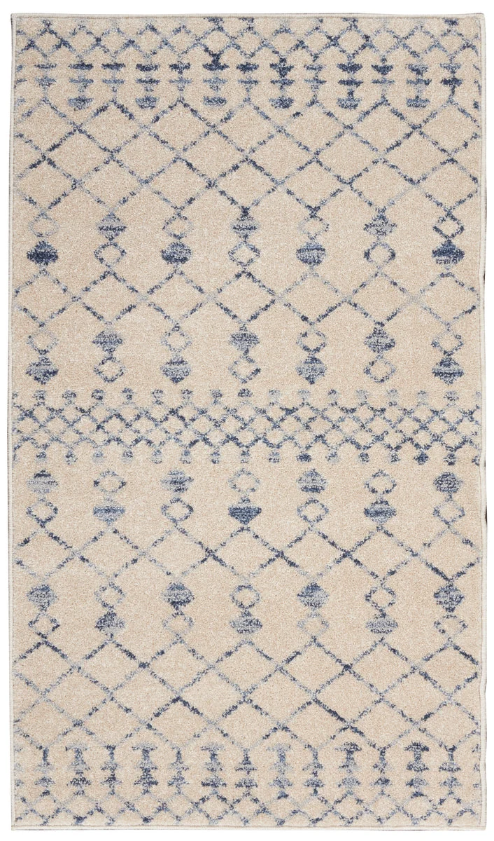 Nourison Royal Moroccan Contemporary Beige Blue Area Rug