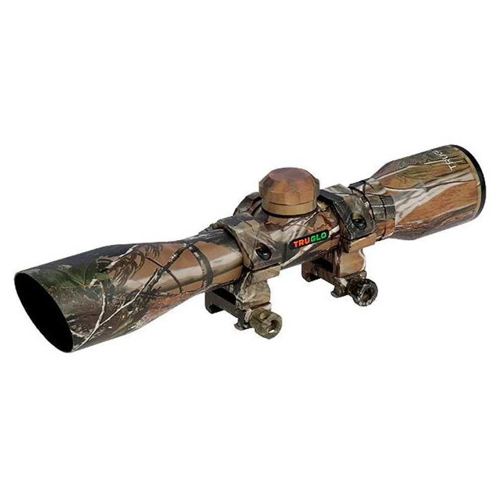 TruGlo 4 x 32 In Compact Illuminated Aluminum Shotgun Scope w/ Rings, Camouflage
