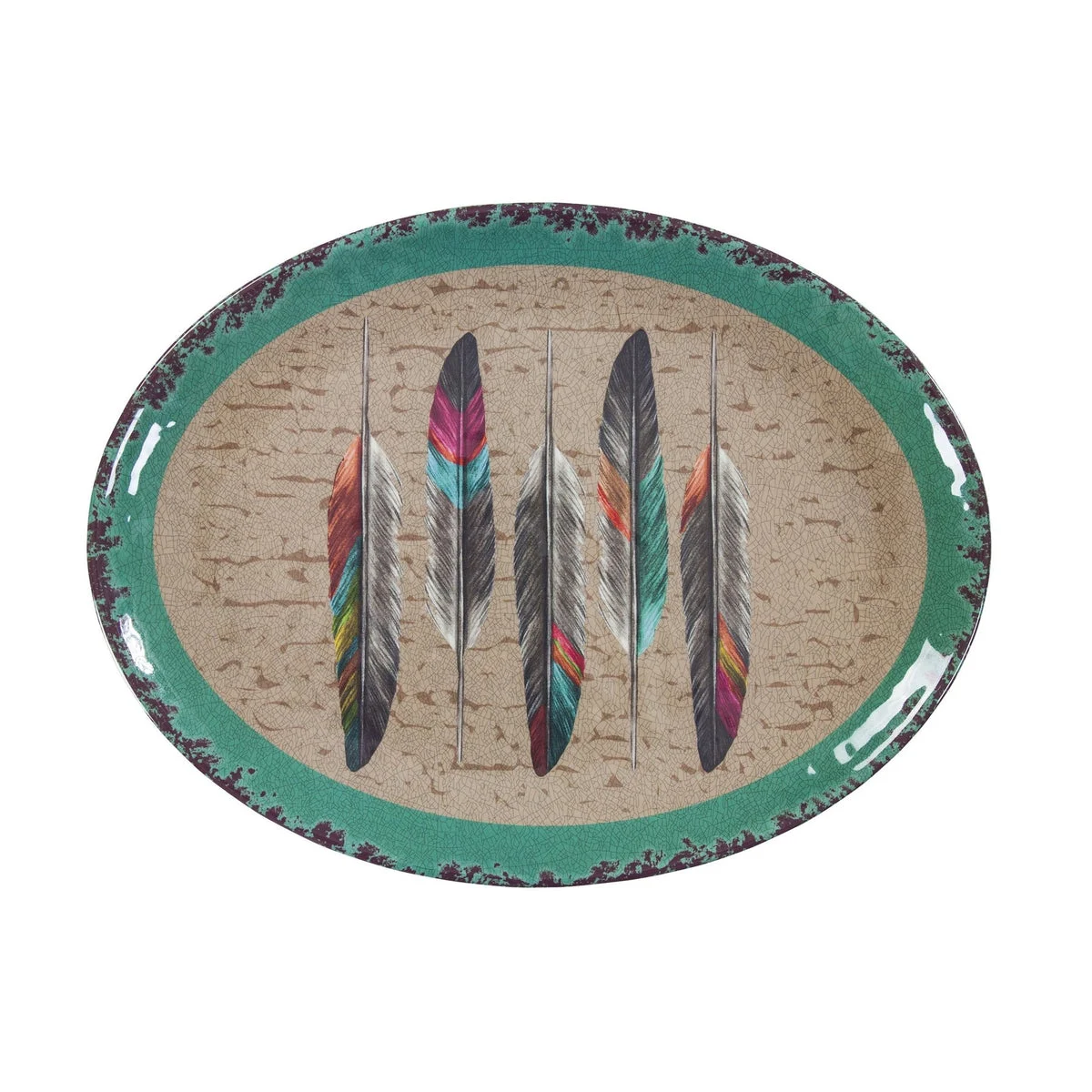 HiEnd Accents Feather Design Melamine Serving Platter, 1 pc
