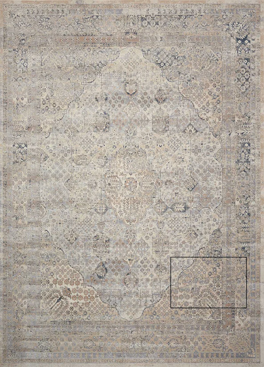 Nourison Malta s Ivory/Blue Area Rug