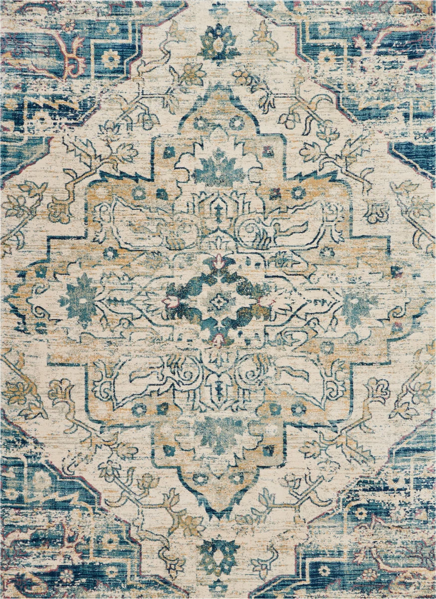 Nourison Fusion Traditional Cream/Blue Area Rug