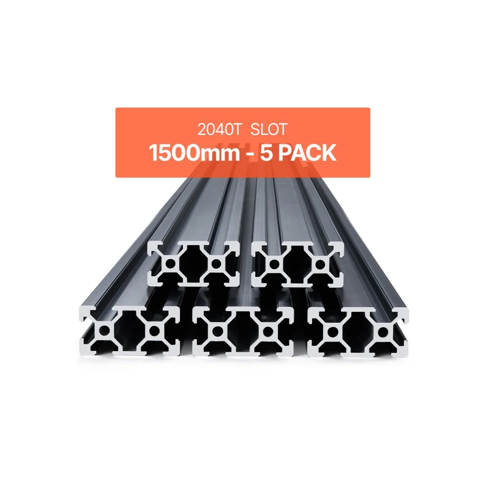 VEVOR 5PCS 59 in (1500 mm) T Slot 2040 Aluminum Extrusion Profile, European Standard Anodized Linear Rail, High-Strength Extruded Aluminum Rail for 3D Printer, CNC Machine DIY, Laser Engraving, Black