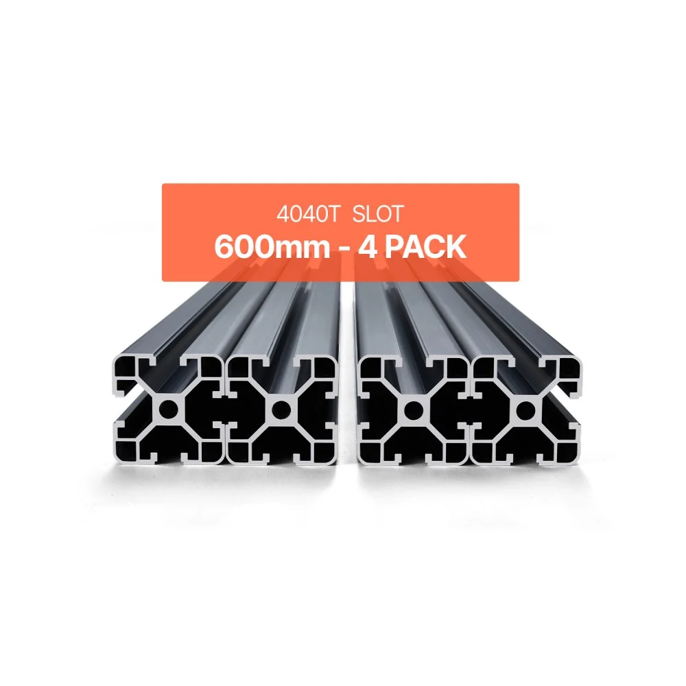 VEVOR 4PCS 23.6 in (600 mm) T Slot 4040 Aluminum Extrusion Profile, European Standard Anodized Linear Rail, High-Strength Extruded Aluminum Rail for 3D Printer, CNC Machine DIY, Laser Engraving, Black