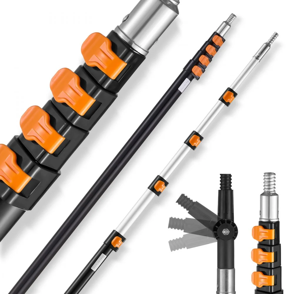 VEVOR Telescoping Pole, 7 to 30 FT Pole, Extension Multi-Purpose Pole, Sturdy Aluminum Alloy Paint Extendable Pole with Flip-Lock Design, Telescopic Pole for Painting, Dusting and Cleaning