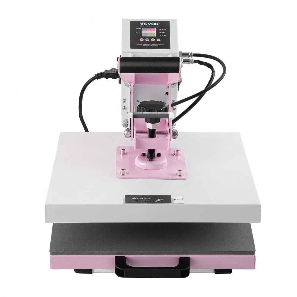 VEVOR Heat Press, 15 x 15 inch Digital Heat Press Machine, Slide Out Heat Transfer Machine, Fast and Even Heating, 2-Layer Insulation Cotton, Heat Transfer Machine for T-Shirts/Pillows/Bags, Pink