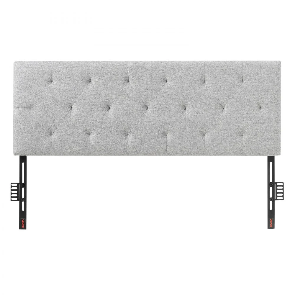 VEVOR Headboard, Full Size Headboard with Adjustable Height, Comfortable Diamond Tufted for Full Size Bed, W 56.3 x H(35.6-47.4)inches, Ideal for Bedroom, Hotel, Homestay, Dormitory, Light Grey