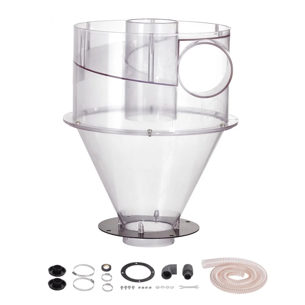 VEVOR Cyclone Dust Separator, 4" Retrofit Cyclone Separator for Dust Collectors, ABS Dust Deputy With 2" Hole O.D. Connector & Hose for Wet/Dry Shop Vacuums, Fits 5-10 Gallon Tank (Tank Exclude)