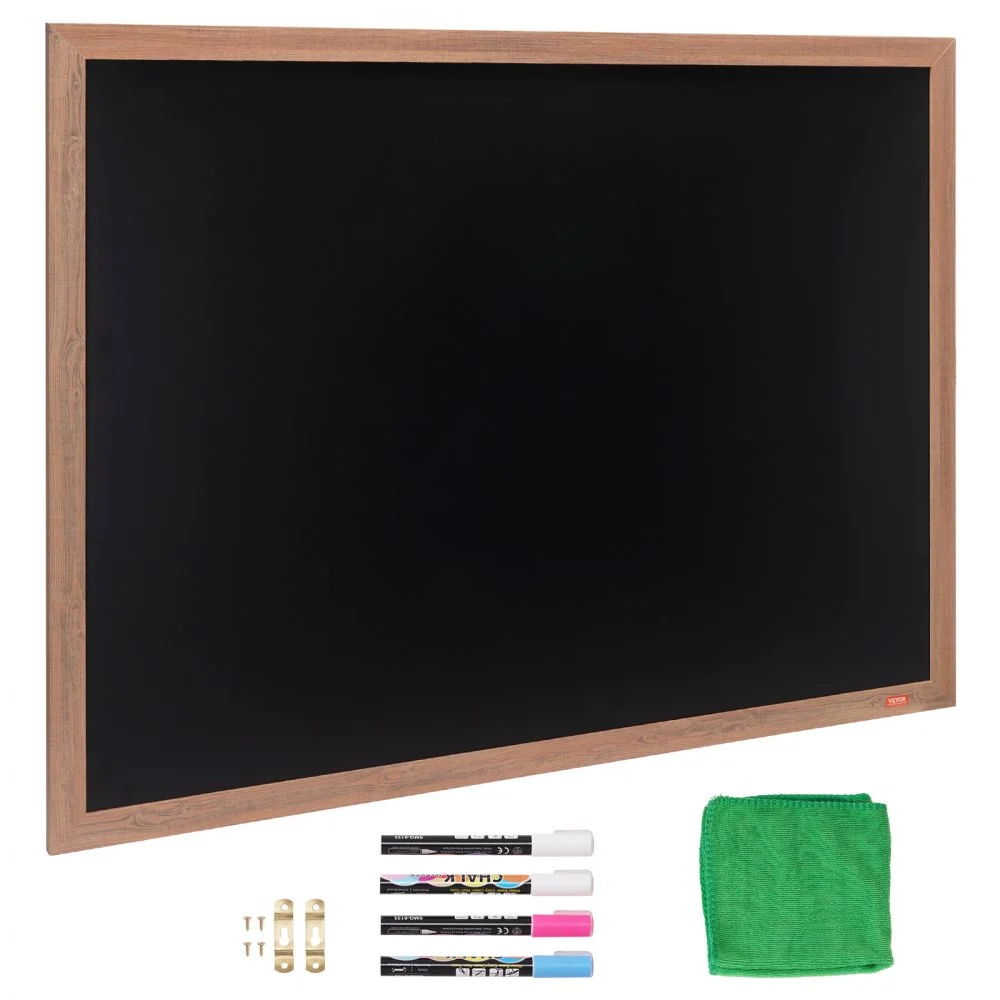 VEVOR Magnetic Chalk Board, Hanging Message Signs with Chalks, Vintage Chalkboard Sign, Rustic Brown Framed Calendar and Bulletin Combo Boards, 35"x46", Kitchen, Home Decor, Wedding