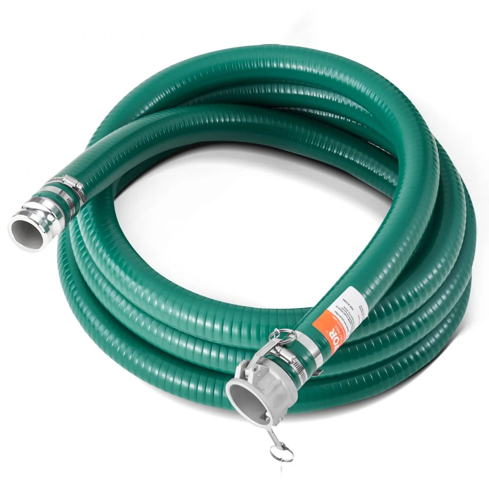 VEVOR Suction Hose, 2 in x 20 ft, Green High Quality Hose, with Camlock Connectors, and Aluminum Fittings, Fit Various Pumps, for Sewage Treatment, Water Transportation and More Agricultural Purposes