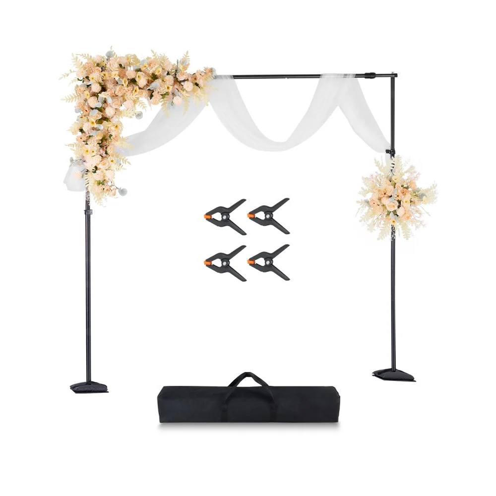 VEVOR Backdrop Stand, 8.5 x 10 ft Adjustable Photo Backdrop Stand Kit, Portable Background Backdrop Stand with 7 Crossbars, Heavy Duty Projector Screen Stand, for Wedding, Photo Video Studio & Party