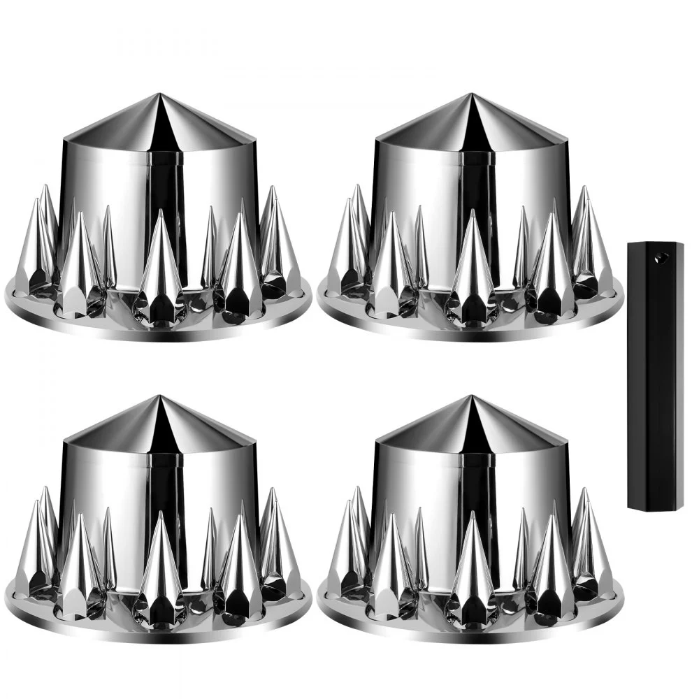 VEVOR Rear Axle Wheel Covers, Spiked Axle Cover for Semi Truck, ABS Electroplate Rust-Resistant Lug Nut Covers, Universal Fit, Installation Tool Included, Complete Axle Cover Combo Kit