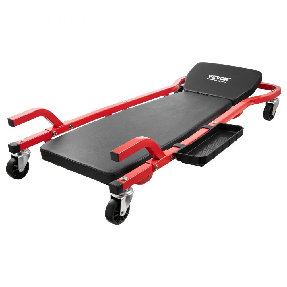 VEVOR Mechanic Garage Creeper, 44-Inch, 300 lbs Capacity Automotive Rolling Creeper with 6 Casters Adjustable Cushioned Headrest Tool Tray, Heavy Duty Steel Frame for Garages, Repair Shops, and DIY