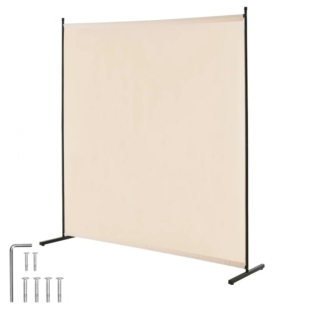 VEVOR Room Divider, Single Panel Room Divider, 6FT Privacy Screen Indoor, Partition Divider for Room Separation, Freestanding Room Divider Panel for Office, Bedroom, Beige