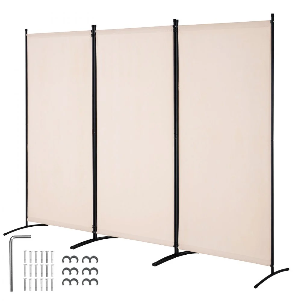 VEVOR Room Divider, 3 Panel Room Divider, Folding Privacy Screen and Portable Partition Divider for Room Separation, Freestanding Room Partitions for Office, Bedroom, Study, Beige
