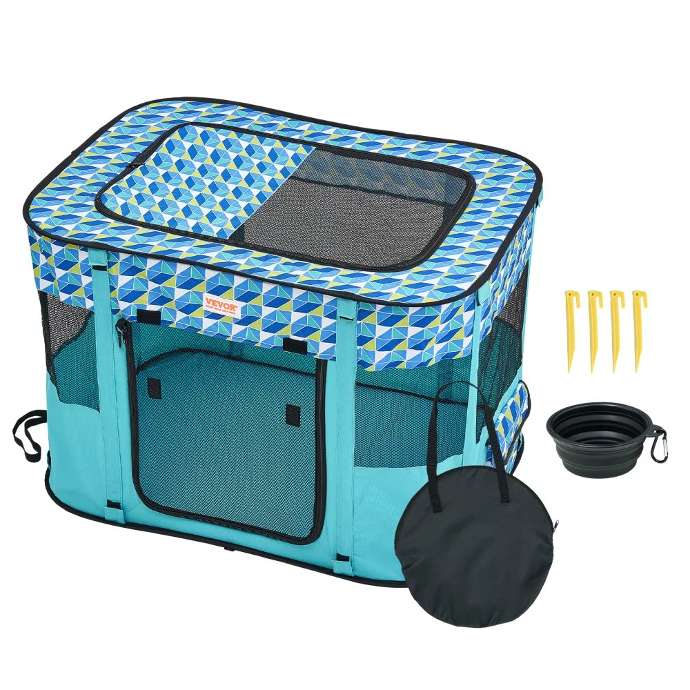 Clearance
VEVOR Foldable Pet Playpen, 32'' x 24'' x 22'' Portable Dog Playpen, Crate Kennel for Puppy, Dog, Cat, Waterproof 600D Oxford Cloth, Removable Zipper, for Indoor Outdoor Travel Camping (Rectangle, S)