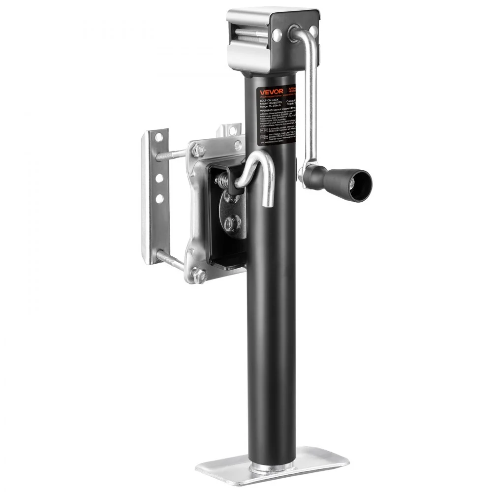 VEVOR Trailer Jack, 2500 lbs Dynamic Load Capacity, Heavy Duty Swivel Bolt-on Trailer Jack with Ergonomic Handle, 15-inch Vertical Travel, Suitable for RV, Horse, Utility, Camping and Yacht Trailers